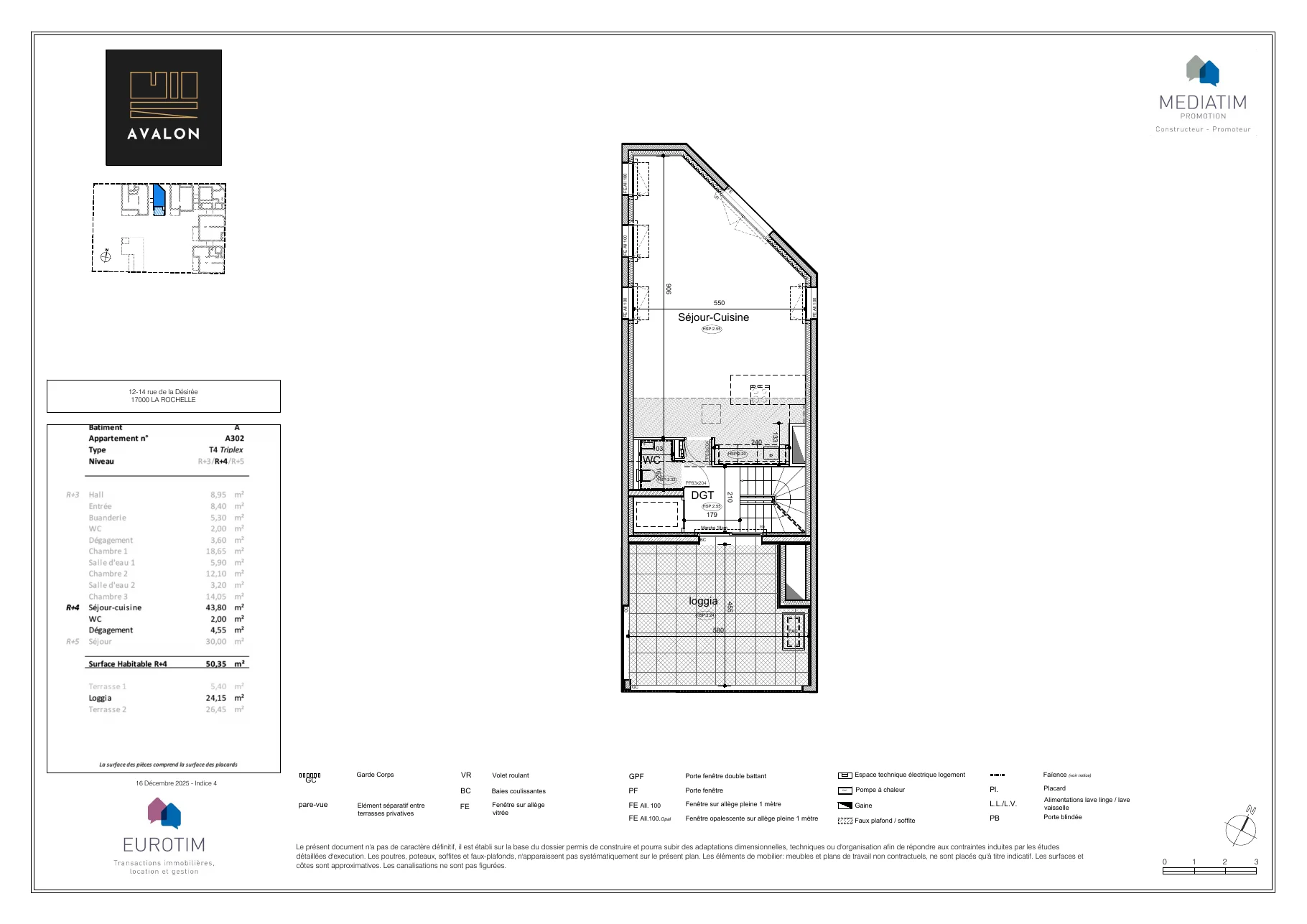 Plan du A302, page 2 — surface 162,50 m², résidence Avalon La Rochelle